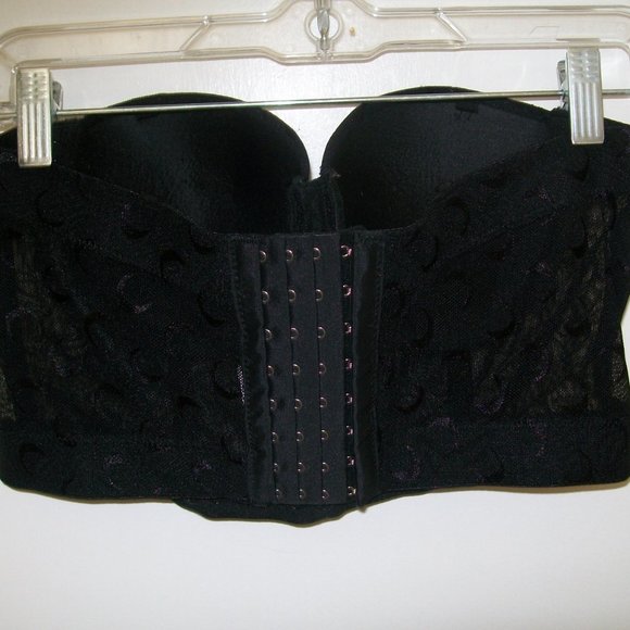 Poizen Industries Womens Black Mesh Moon Boned Figure Flattering Bustier Bra M/L - Picture 7 of 8